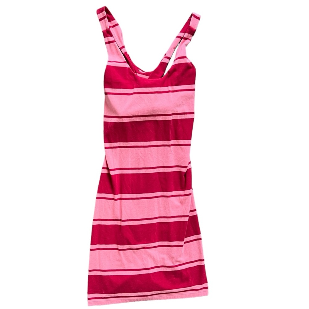 Tommy Bahama Sleeveless Racer Back Red Pink Striped Soft Dress Women's size L